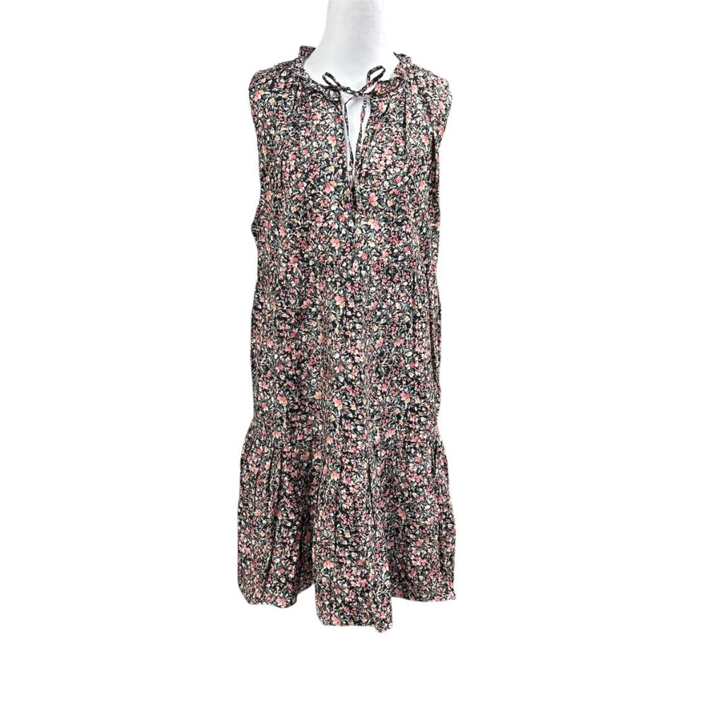 BB Dakota by Steve Madden Black Floral Mini Dress with Pink and Green Accents